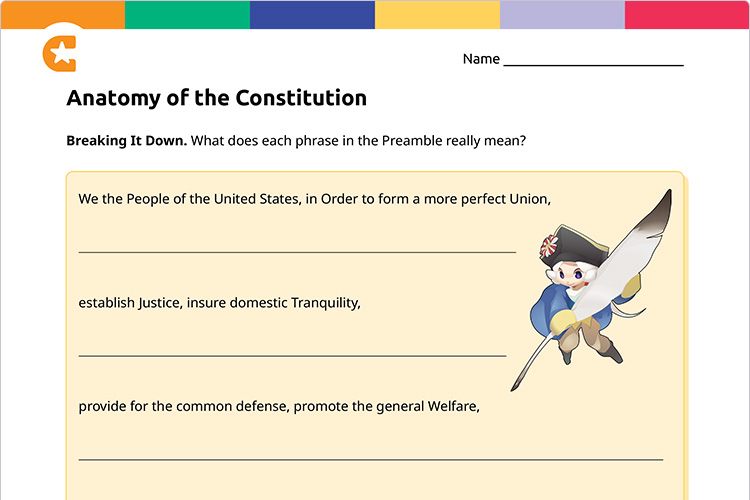 Anatomy of the Constitution student worksheet
