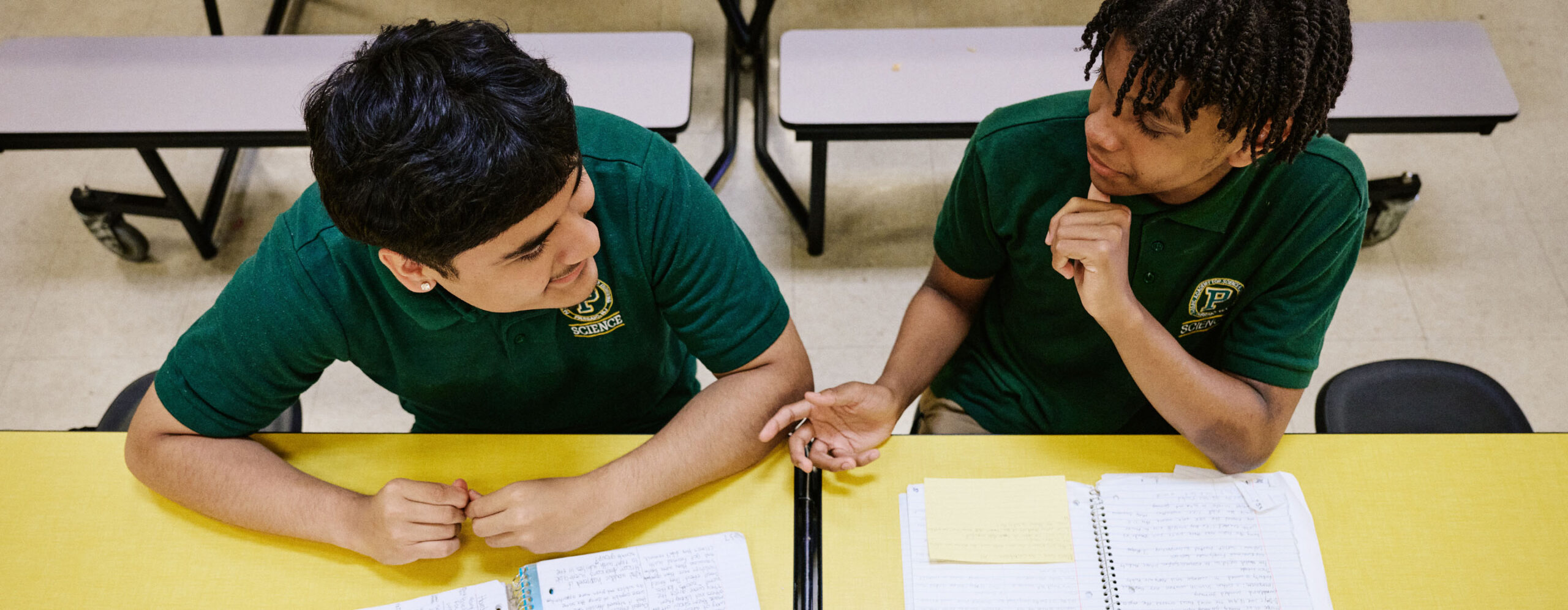 two students discussing an assignment