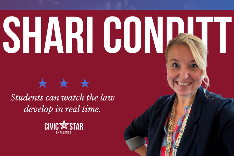 Educator Shari Conditt with quote, "Students can watch the law develop in real time."